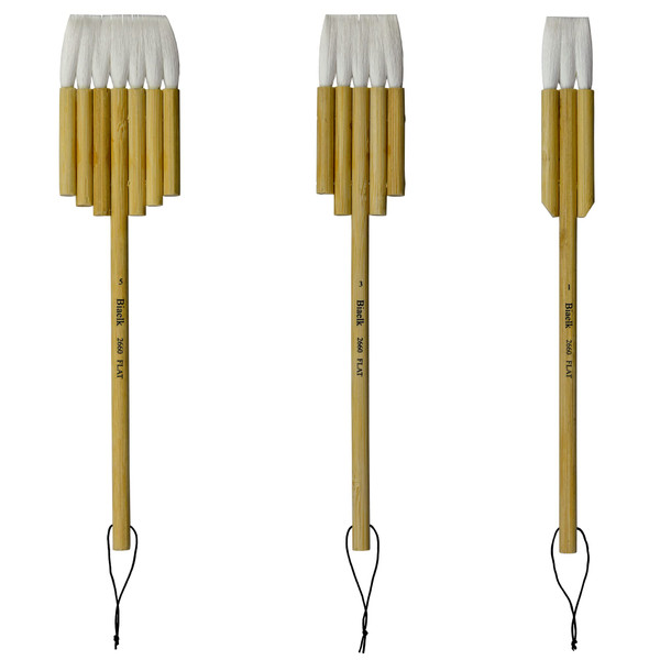 Biaelk Professional Watercolor Brushes Set,Hake Brushes Set,2660Flat Synthetic Goat Mixed Hair Artist Art Supplies,3PCS of #1#3#5,Carbonized Bamboo Handle for Watercolor Paint