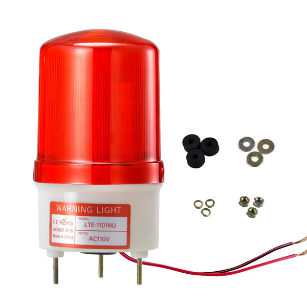 YASONG LTE-1101MJ Rotating Warning Light with 90dB Buzzer, AC110V-120V Industrial Beacon Alarm Lights Emergency Security Siren