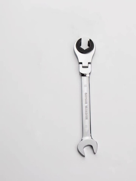 FLZOSPER 11mm Metric Fix Tubing Wrench，Flex-Head Gear Wrench, Ratcheting Fix Combination Wrench Spanner