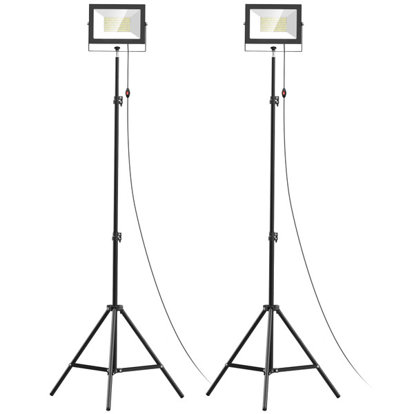 2PCS LED Work Lights with Stand, 110W 11000 Lumens Portable