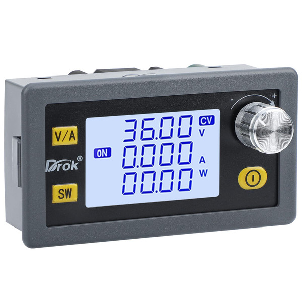 DROK Buck Boost Converter, DC 6-36V to 0.6-36V Adjustable Voltage Regulator 5A 80W Step Up Step Down Converter, LCD Display Power Supply for Solar Panel RV