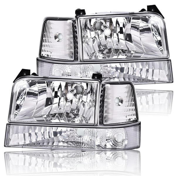 GRAND ORANGE Headlights Assembly Fit 1992-1996 Ford F150 Bronco
