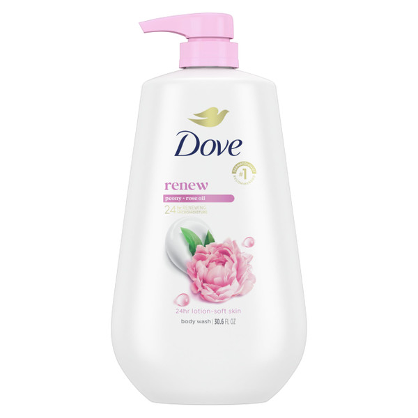 Dove 24hr Renew Lotion Body Wash MicroMoisture, Peony & Rose Oil, 30.6 oz