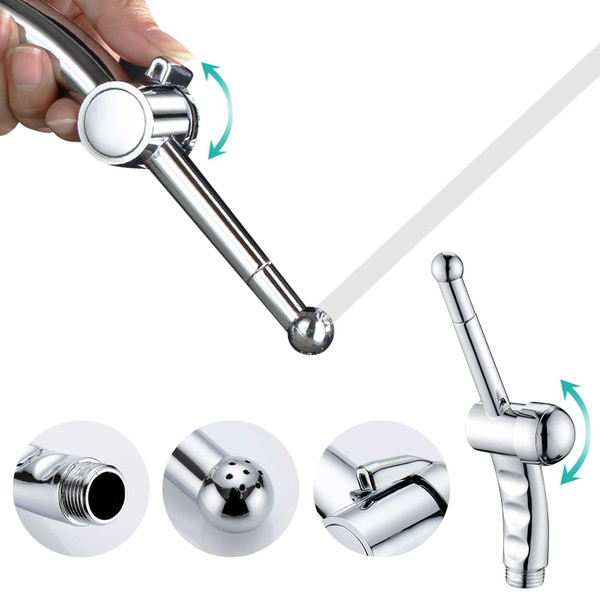 BARROCK Hand Held Bidet Sprayer for Toilet Shattaf Sprayer Replacement, 7 Holes Handheld Jet Spraying Ergonomic Handle Design Baby Cloth Diaper, Brass Valve Inside Chrome