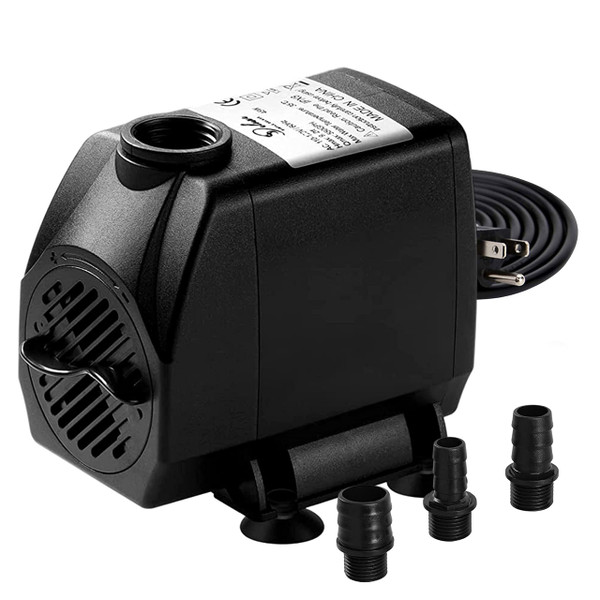 Simple Deluxe 550GPH Submersible Pump (2082L/H, 45W) with 9.2ft High Lift, Fountain Pump with 3 Nozzles for Fish Tank, Pond, Aquarium, Hydroponics