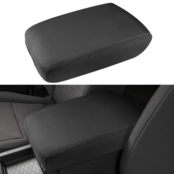 INTGET Center Console Cover for 2022-2025 2026 Nissan Frontier Accessories Leather Middle Armrest Lid Protector Replacement (Black Leather)