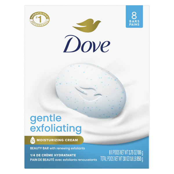 Dove Gentle Exfoliating Beauty Bar Soap , Renewing 8 Count 3.75 oz