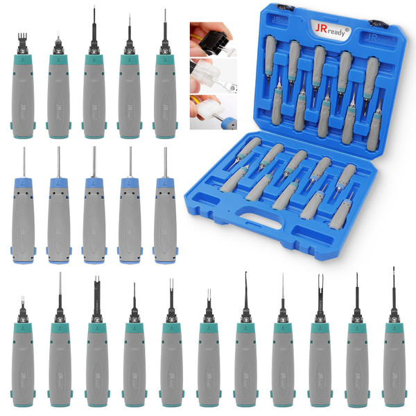 JRready 20PCS Molex Pin Extractor Tool Kit for Mini-Fit Jr, Micro-Fit 3.0 and .062/.093, AMP/TE Superseal 1.5, Metri-Pack Automotive & PC Terminal Removal Tools JRconDRK00A20-03