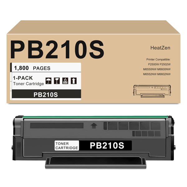 HeatZen PB210S PB-210S Toner Cartridge for P2500W M6602NW Printer, 1 Black