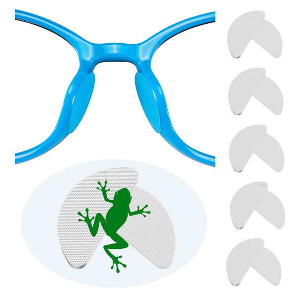 Fusanwin 0.6mm Ultra-Thin Anti-Slip Eyeglass Nose Pads, Thousands of Frog-Inspired Microstructured Fibers, Soft Adhesive Silicone Nose Pads, Glasses Nose Pad for Glasses, Sunglasses (5 Pairs Clear)