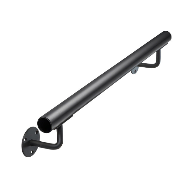 Purife 24 Inch Metal Stair Handrail Indoor- 2 FT Round Pipe Wall Mount Handrial, Outdoor Railings for Garage Porch Patio Steps, Deck Hand Rail, Iron Banister Railing