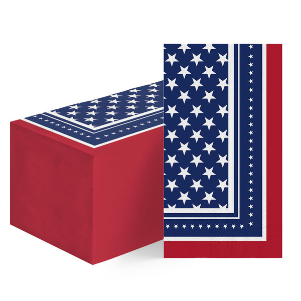 Horaldaily 50 Patriotic 4th of July Disposable Paper Decorative Guest Napkins, Memorial Day American Flag Design Hand Towel for Party Lunch Dinner Kitchen Bathroom