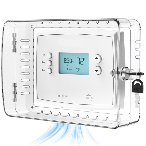 Ravct Thicken Thermostat Lock Box with Key, Large Universal ac Thermostat Cover with Locks, Compatible with Honeywell Home Thermostat,Fits 5" W x 7" H or Smaller thermostats on the wall
