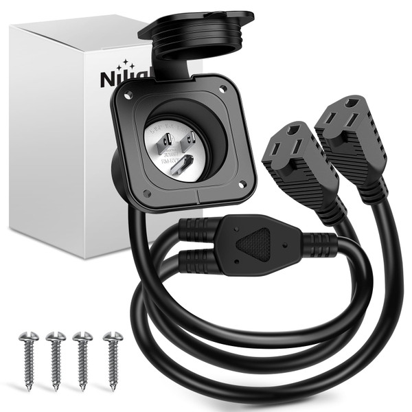 Nilight 15 AMP RV Power Flanged Inlet 125V AC Port Shore Receptacle