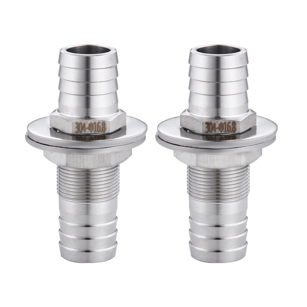 5/8" Hose Barb Thru-Bulk Bulkhead Fitting,304 Stainless Steel Straight Hex Union Fitting for Water Fuel Air，lead-free (Pack of 2)