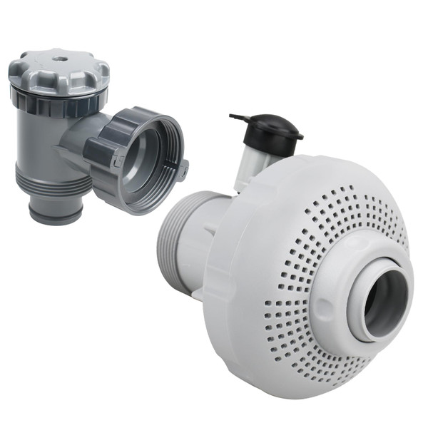 Pool Plunger Valve with 12355 Large Inlet Air Nozzle for Intex Above Ground Pool and Pool Pump, Swimming Pool Accessories Pool Filter Pump On Off Plunger Valve & Strainer Grid Nozzle Kit Replacement