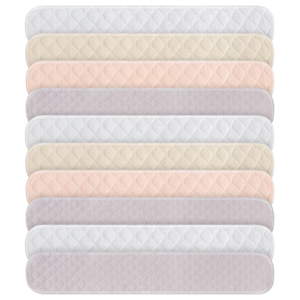 Beige, Gray, Pink, White 10Pcs Reusable Cotton Bra Liners for Sweat, Medium