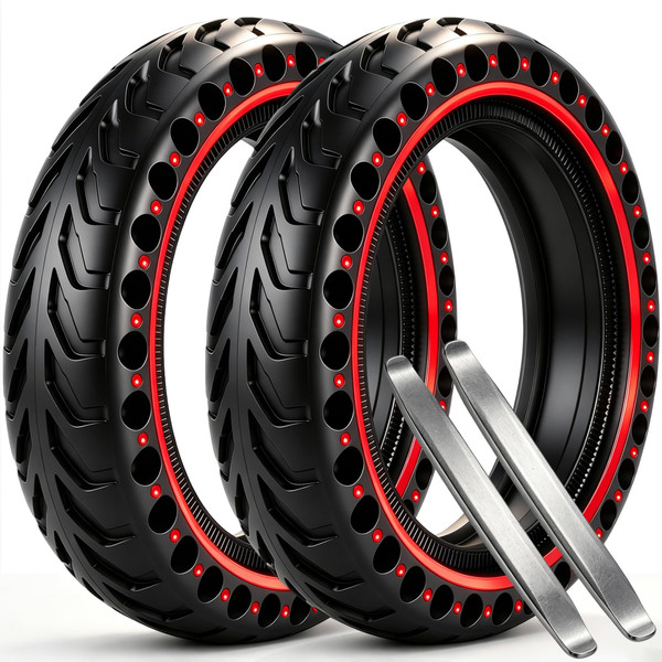BABEJIA 8.5x2.0 (50/75-6.1) Solid Scooter Tires, 2 Pack, with Tools