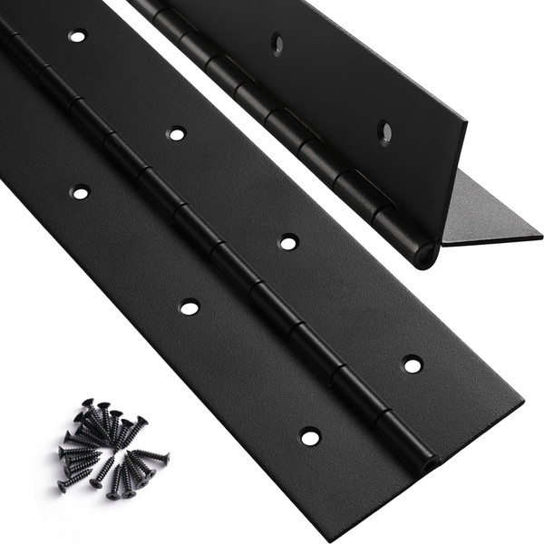 2 Pack Heavy Duty Piano Hinge 24 Inch x 2 Inch Width, 0.047'' Thick Stainless Steel Black Continuous Hinge for Cabinet, Door, Toolbox, Wooden Box, Metal Plate, Furniture, Industrial Project