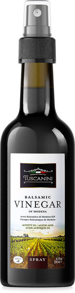 Tuscanini Italian Balsamic Vinegar of Modena Italy, 6% Acidity, 8.45oz Glass Bottle | Spray Top | Certified Kosher