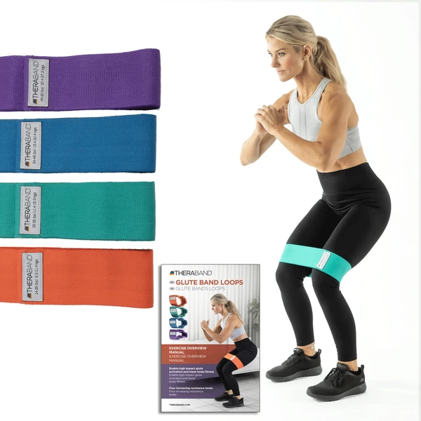 THERABAND Glute Band Loops, Resistance Exercise Set, Workout, Multicolored