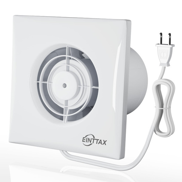 4 Inch Bathroom Exhaust Fan, Plug in Wall Exhaust Fan, 130m³/h Quiet Ventilation Extractor with Check Valve, Wall/Window Mount Bathroom Exhaust Fan for Kitchen, Garage, Office, 10W, 34 dB,ivory white