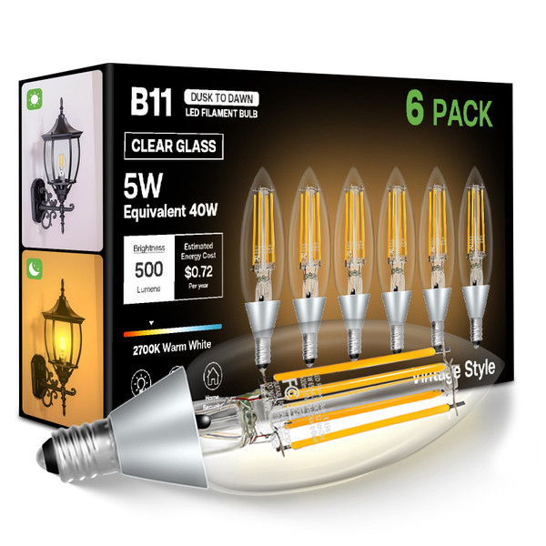 Eastiya Dusk to Dawn LED Light Bulbs Outdoor, 5W Equivalent 40W, 10 Pack