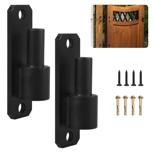 ZOBGOWE Wall Mount Gate Hinges with 5/8" Hinge Pin, Heavy Duty Gate Hinge with Screws for Farm Gates Wood Fence, Black 4 Pack
