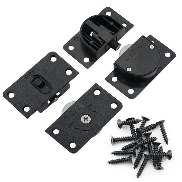 2Sets Black Sliding Cabinet Hardware Component Home Wardrobe Sliding Door Nylon Pulley Wheel Cabinet Hanging Wheel Wardrobe Furniture Hardware for Closet, Wardrobe, Sliding Doors