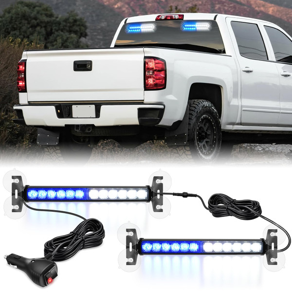Nilight 24LED Emergency Strobe Traffic Advisor Light Bar 2 in 1 Blue White