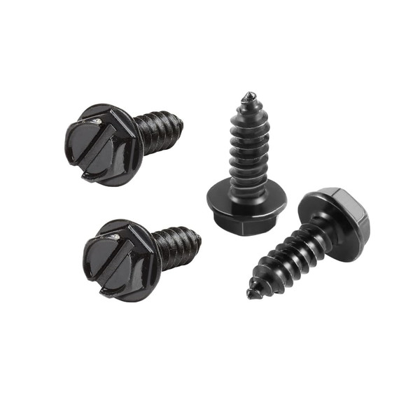 Rustproof Stainless Steel License Plate Screws – Set of 4 Premium Self-Tapping Screws for Cars and Trucks – Durable Bolts for License Plate Installation (Screws Only)