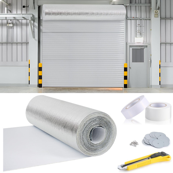 Tandefio Roll up Garage Door Insulation Kit for Cooling Metal Buildings White Reflective Foam Aluminum Foil Summer Barrier Warehouse Insulation Panels for 1 Door 10'x10' or 12'x12'