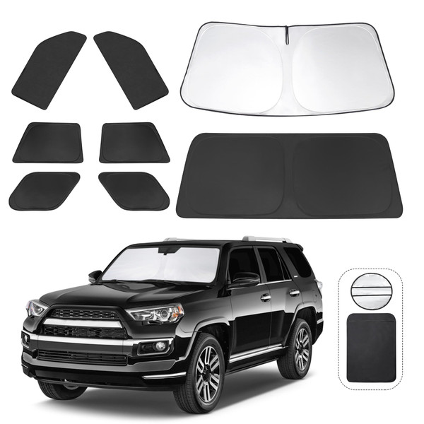 TINGLU Window Shades for Toyota 4Runner 2010-2024 Accessories Car Side Full Windows Rear Triangular Windshield Sun Shade Sun UV Rays & Privacy Protection for Camping,Napping,and Relaxing 8PCS