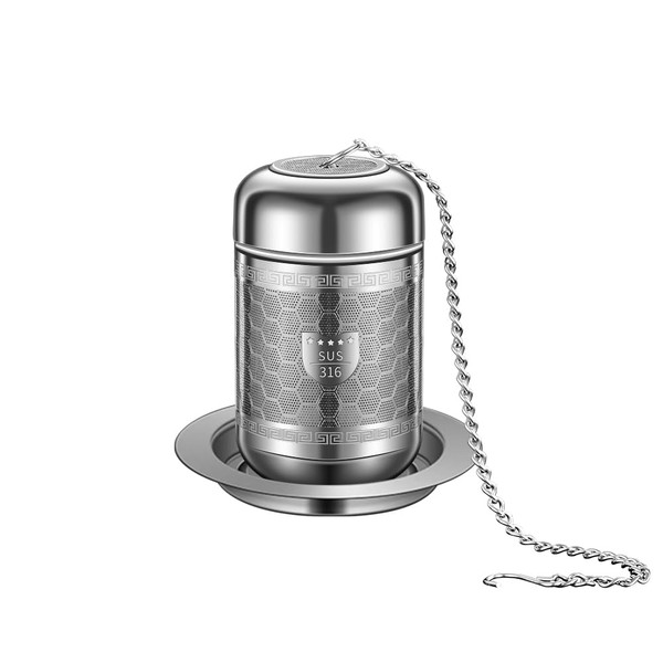 3 Pack 316 Stainless Steel Tea Infuser with Drip Tray, Extra Fine Mesh Tea Infusers for Loose Tea, Tea Strainer with Extended Chain Hook, Tea Steeper (3 Pack - Small + Medium + Large)