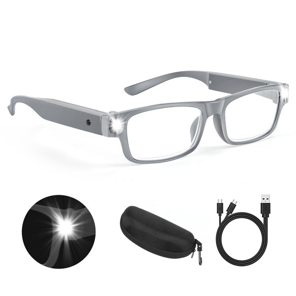 200% Magnifying Glasses with Light, USB Rechargeable LED Reading Glasses