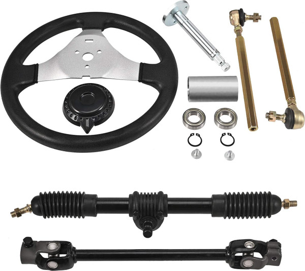 Trkimal 300mm Steering Wheel Tie Rod Rack Adjustable Shaft Tie Rod Kits for Go Kart ATV UTV 110cc 125cc 140cc 150cc