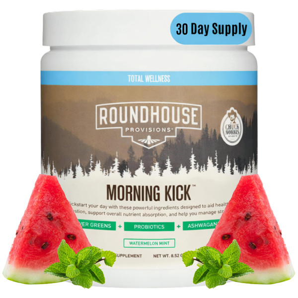 ROUNDHOUSE PROVISION Morning Kick Greens, Watermelon Mint, 30 Servings