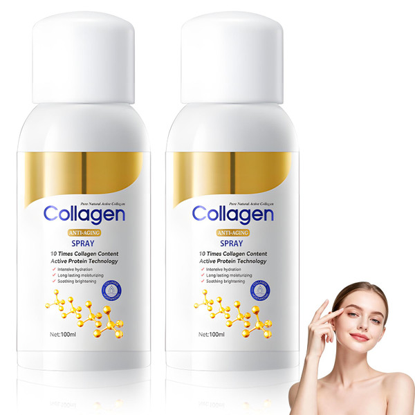 2PCS Firming Collagen Spray, Firming Care Set for Body and Face, Anti Aging Hydrating Moisturizer Mist Fast-Absorbing Skin for Body, Arms, Legs