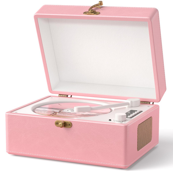Retro CD Player with Bluetooth in/Out Portable CD Player with Built-in Rechargeable Battery,Auto Power Off,USB,AUX,Headphone Jack,Vintage Music Player Great Birthday Gifts for Women/Men-Pink