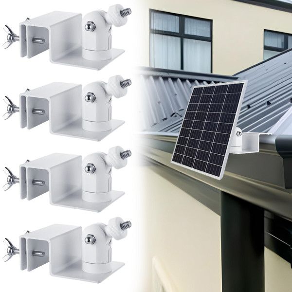 4 PCS Universal Solar Panel Gutter Mount Compatible with Ring Blink Arlo and More, White