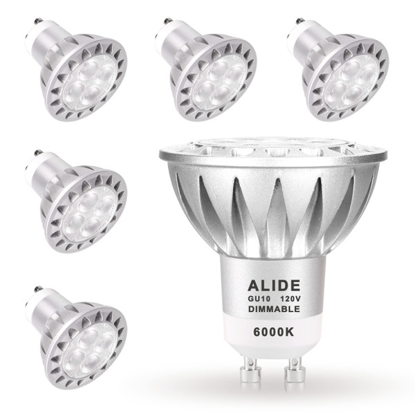 ALIDE GU10 Led Bulbs Dimmable 120v 50w Equival 6000k Daylight White,6PCS