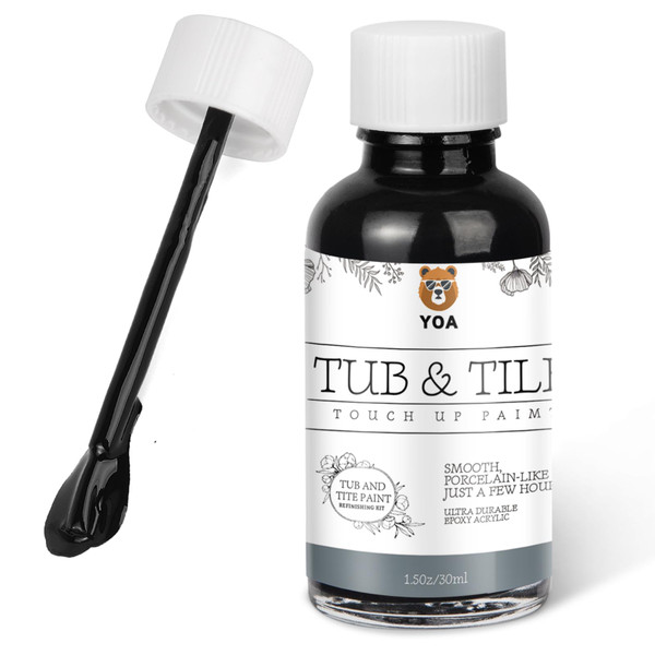 YOA Bathtub Tile Touch Up Paint, Black, 1.5 oz * 1 bottle, suitable for repairing ceramic, porcelain, and fiberglass bathtubs, tiles, and bathroom walls.