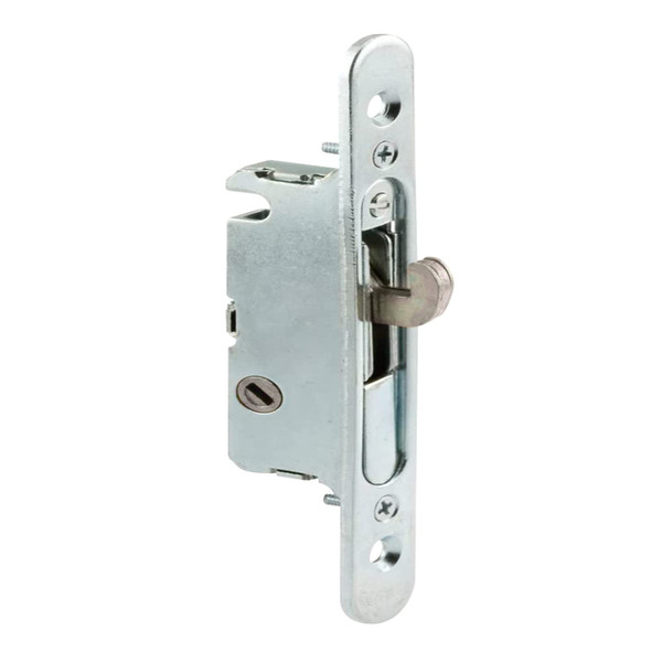 HauSun Mortise Lock with 45 Degree Keyway and Round Faceplate,Adjustable,Spring-Loaded Hook Latch Replacement for Sliding Patio Doors Constructed of Wood, Aluminum and Vinyl, 4-5/8"