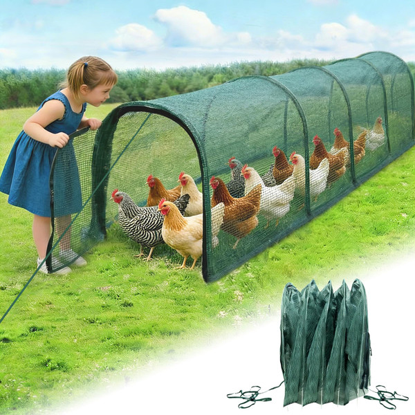 Foldable Chicken Tunnel – Instant Setup, No Assembly Required, 157 Inch Portable Chicken Run for Yard, Expandable Outdoor Tunnel (157 * 30 * 24 inches)