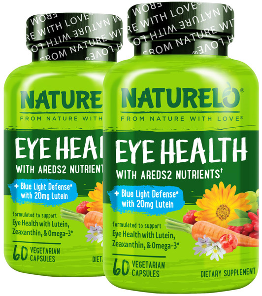 NATURELO Eye Vitamins, AREDS 2 Formula, 60 Vegan Capsules, 2 Pack