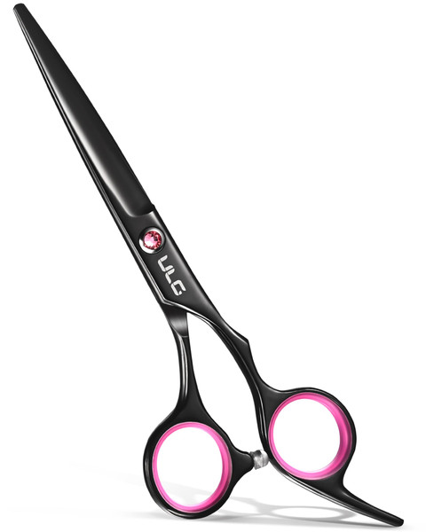 Hair Cutting Scissors, ULG Professional Hair Scissors 6.5 inch Right-Hand Razor Edge Barber Shears Salon Hair Cutting Shears Made of Japanese Stainless Steel, Hand Sharpened Black-Pink