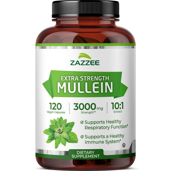 Zazzee Extra Strength Mullein Leaf 10:1 Extract, 120 Vegan Capsules