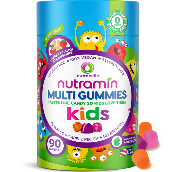 NUTRAMIN Sugar-Free Gummy Multivitamins for Kids, Allergen-Free, 90 Count