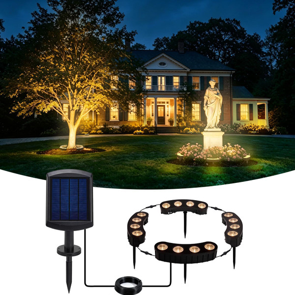 Sublume Ring Solar Tree Lights Outdoor, Landscape Uplights, Warm White