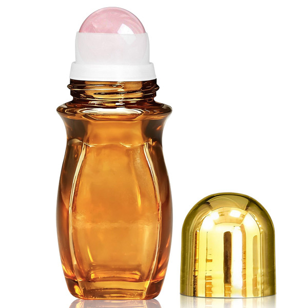 50ml Rose Quartz Roller Waist Amber Bottles for Castor Oil